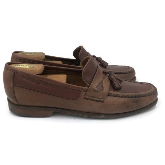 E.T. Wright Beige Brown Leather Tassle Loafer - Picture 5 of 8